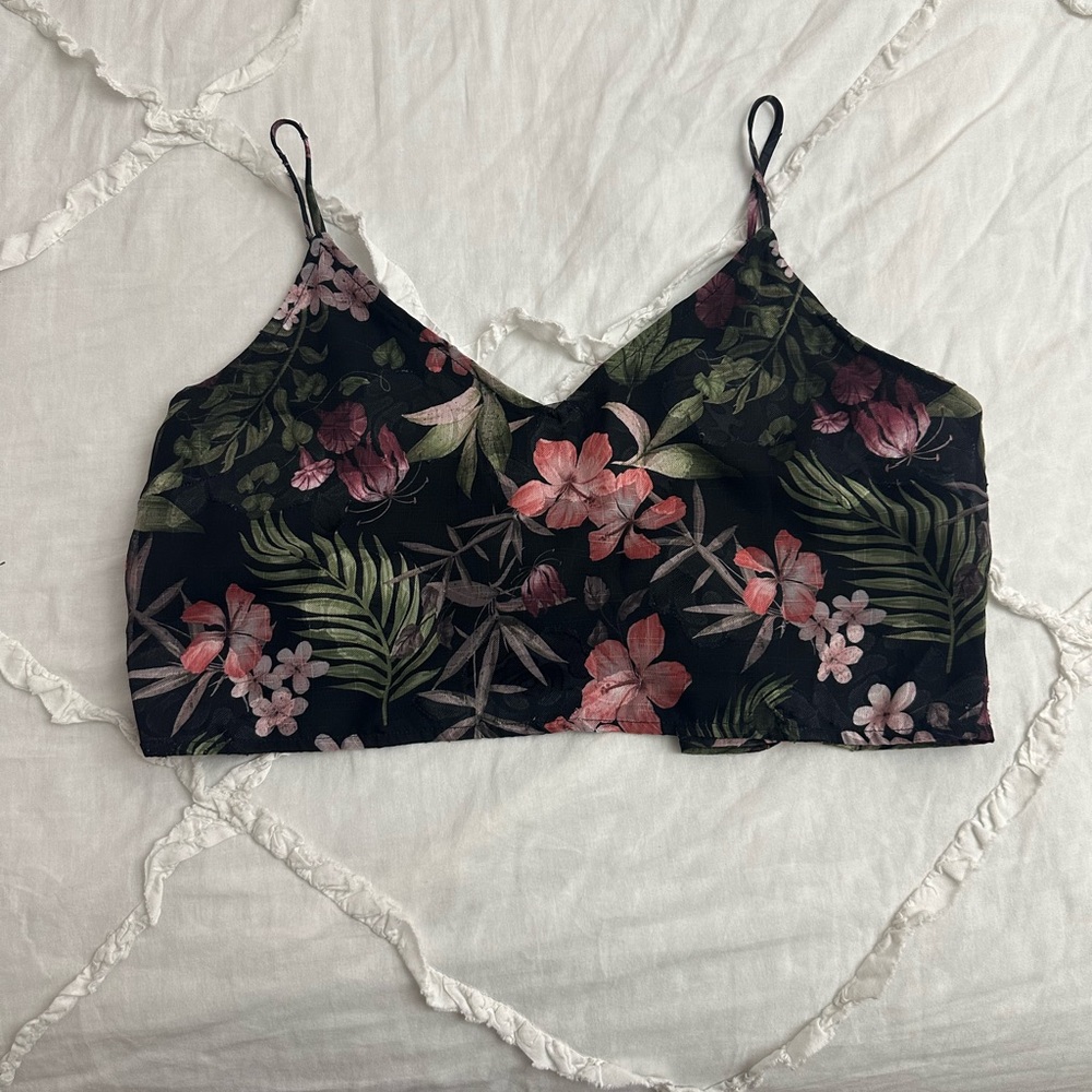 Floral Black and Pink Women's Top